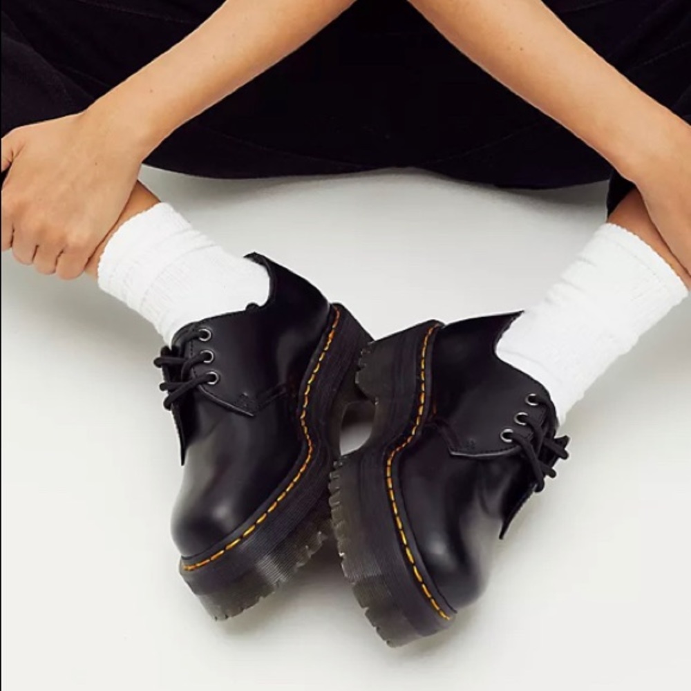DR. MARTENS 1461 Quad Platform Oxford Shoes Black W SIZE 8